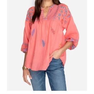 Johnny Was Bereginia Embroidered V-Neck Tunic- XL.